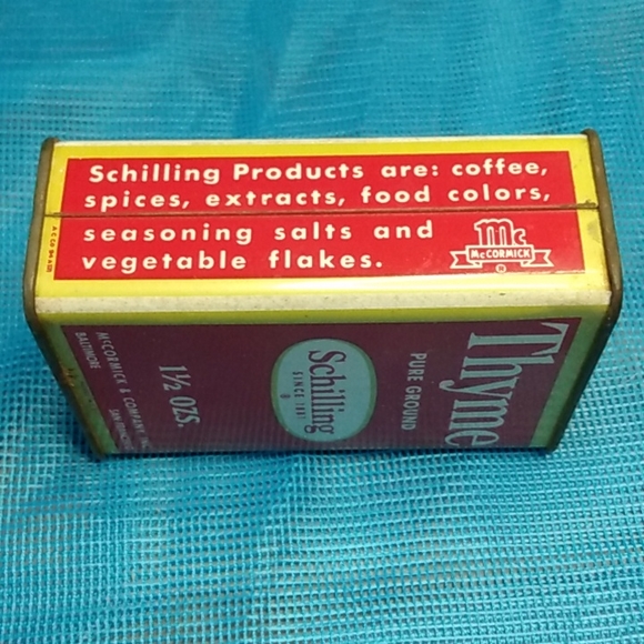 Vintage Schilling Thyme Full Spice Tin - Picture 2 of 6